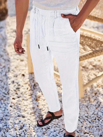 NICHOLS | PANTALONES DE LINO DE HOJA ANCHA CON CORDÓN