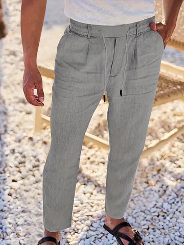 NICHOLS | PANTALONES DE LINO DE HOJA ANCHA CON CORDÓN