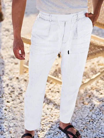 NICHOLS | PANTALONES DE LINO DE HOJA ANCHA CON CORDÓN