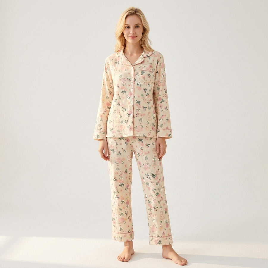 Pijama de muselina con estampado floral